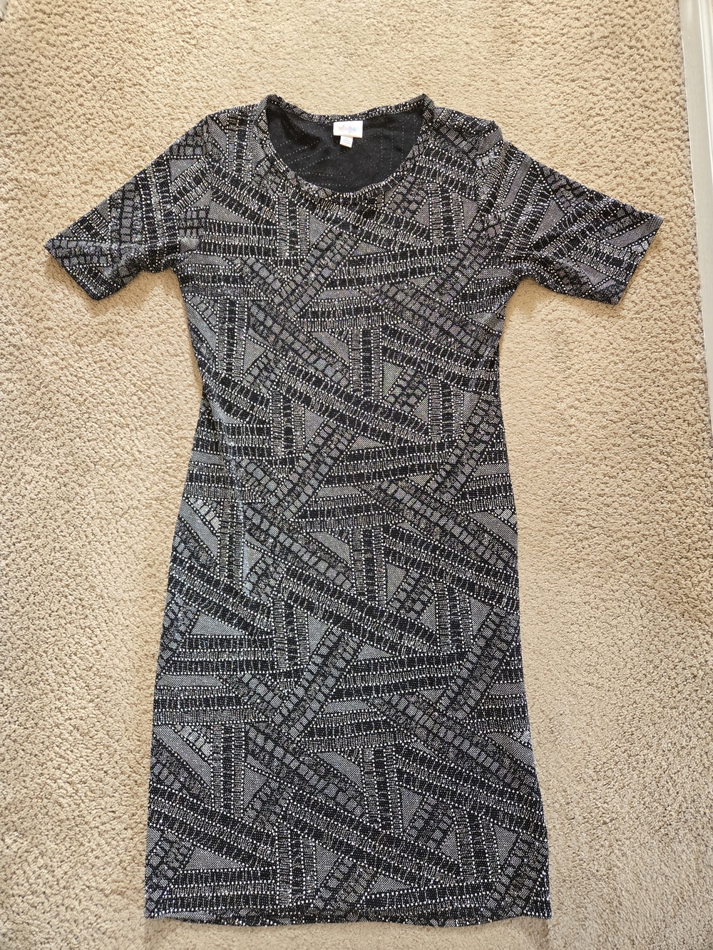 LuLaRoe Black and Gray Geometric Midi Dress